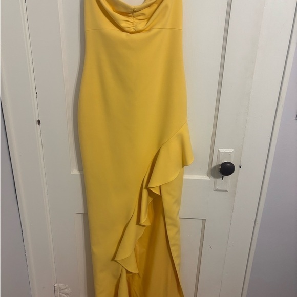 Likely Carissa Yellow Ruffle Slit Gown - Picture 3 of 4